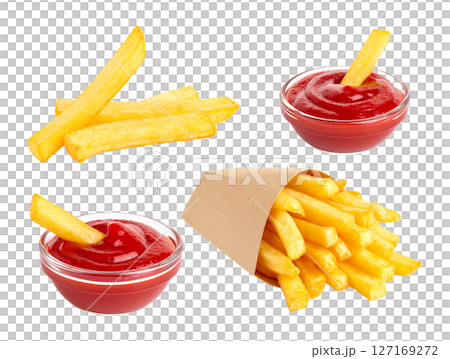 Golden French Fries with Ketchup 127169272