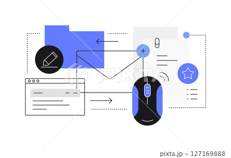 Email writing and files sending. Simple flat illustration 127169888