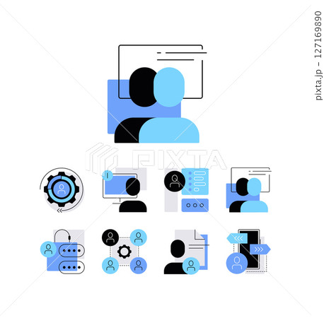 User experience and web projects development. Set of flat icons. Infographic elements for apps, web designs 127169890