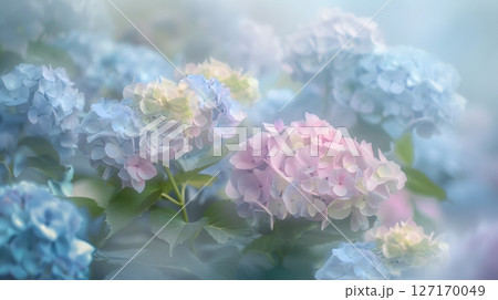 幻想的なパステルカラーの紫陽花 幻想的なパステルカラーの紫陽花 127170049