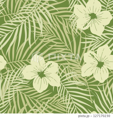 green tropical leaves seamless pattern 127170230