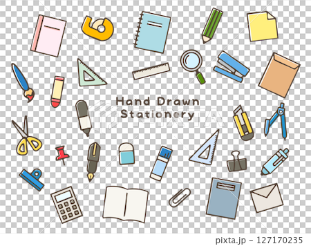 Stationery_hand-drawn color icons 127170235