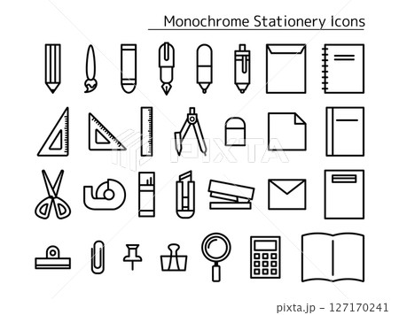 文具_モノクロアイコン 127170241