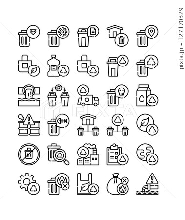 waste management line icon set waste management line icon set 127170329