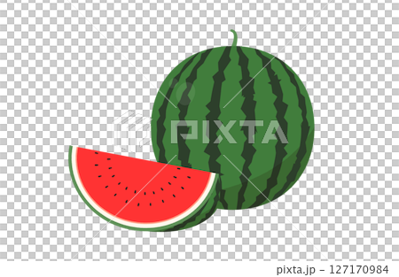 Watermelon vector illustration. Clip art of large watermelon and cut watermelon. Watermelon vector illustration. Clip art of large watermelon and cut watermelon. 127170984