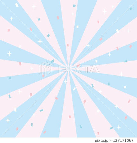 紙吹雪集中線の正方形背景イラスト（ピンクと水色） 127171067