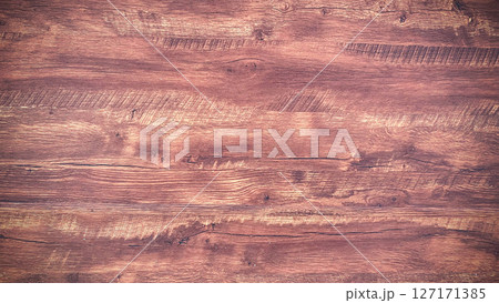 Top view of vintage brown wooden texture with natural wood grain and knots. Perfect as background for food photography, product display, websites, and design projects 127171385