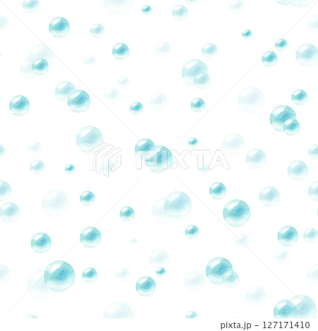 Bubbles watercolor or soapy circles seamless pattern. Abstract ornament. Illustration isolated from background. For wrapping paper, scrapbooking, packaging, textile in sea theme, cleaning agent Bubbles watercolor or soapy circles seamless pattern. Abstract ornament. Illustration isolated from background. For wrapping paper, scrapbooking, packaging, textile in sea theme, cleaning agent 127171410