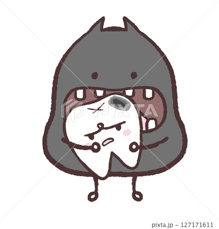 歯を溶かす虫歯菌のイラスト 127171611