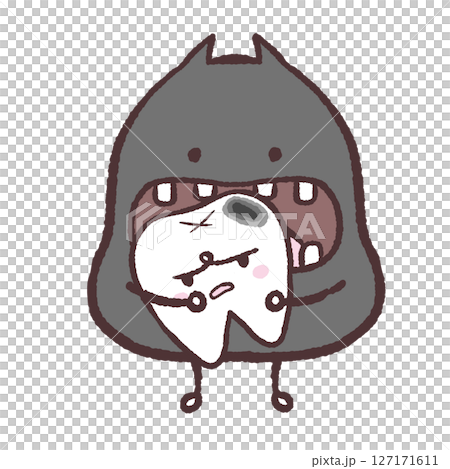 歯を溶かす虫歯菌のイラスト 127171611