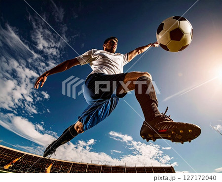 サッカー:ローアングルシュートシーン サッカー:ローアングルシュートシーン 127172040