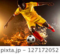 サッカー：炎のシュートシーン 127172052