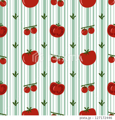 red tomatoes vegetables seamless pattern decoration fresh striped background red tomatoes vegetables seamless pattern decoration fresh striped background 127172446