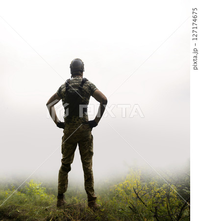 Sad soldier look to the sky Sad soldier look to the sky 127174675