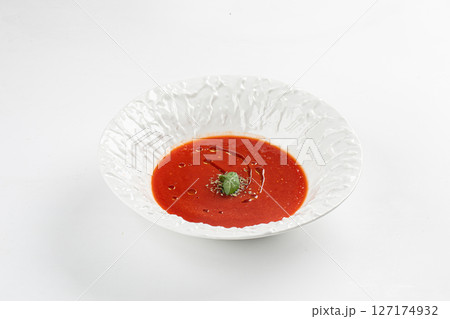 Portion of spanish gazpacho tomato soup Portion of spanish gazpacho tomato soup 127174932