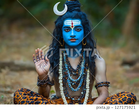 Lord Shiva in Meditative Pose with Divine Blessing Hand Gesture 127175921