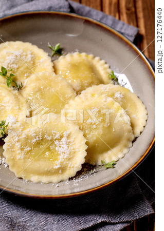 Homemade Ravioli with Cheese and Herbs Homemade Ravioli with Cheese and Herbs 127176440
