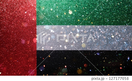 キラキラしているアラブ首長国連邦の国旗 127177058