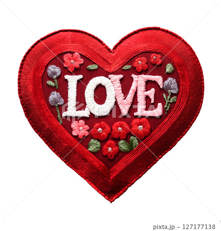 「LOVE」の文字の刺繍のワッペン 127177138