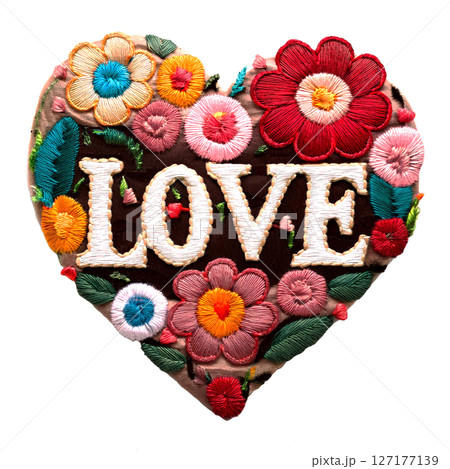 「LOVE」の文字の刺繍のワッペン 127177139