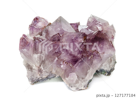 Amethyst Crystal Druse  macro mineral on white background Amethyst Crystal Druse  macro mineral on white background 127177184