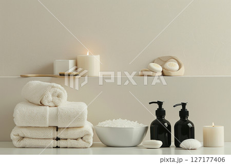 A clean and organized bathroom, symbolizing home hygiene 127177406