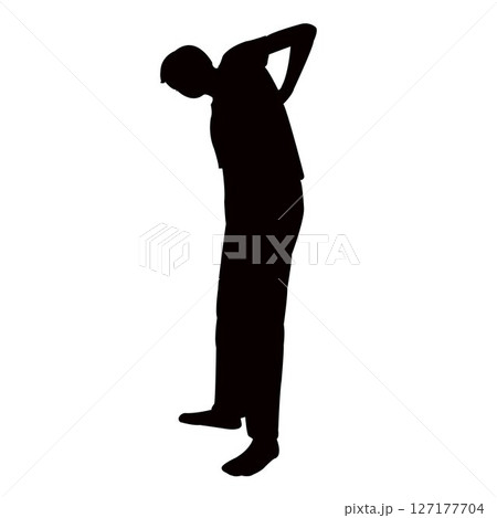 a boy making exercise, silhouette vector a boy making exercise, silhouette vector 127177704