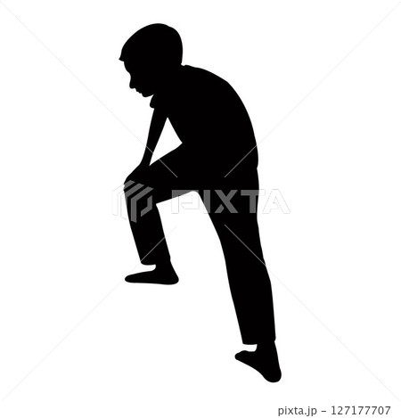 a boy making exercise, silhouette vector 127177707