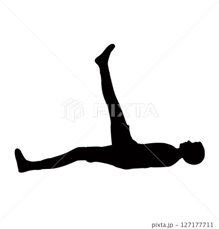 a boy making exercise, silhouette vector 127177711