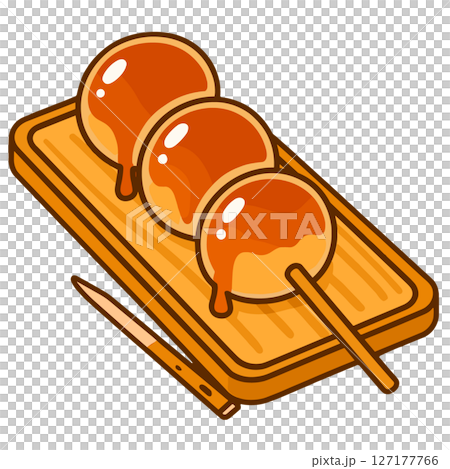 みたらし団子のイラスト（和風トレイ・菓子楊枝付き） 127177766