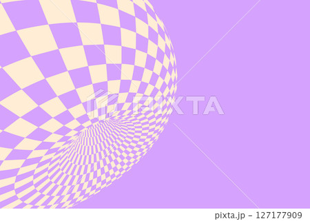 Optical illusion white checker 3d. Chess background time hole vector. Spiral line pattern deep trippy tunnel warp distort vortex, check psychedelic board. 127177909