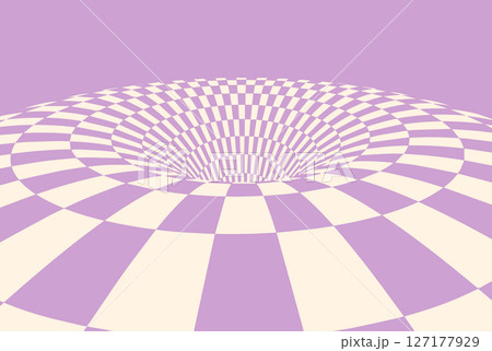 Optical illusion white checker 3d. Chess background time hole vector. Spiral line pattern deep trippy tunnel warp distort vortex, check psychedelic board. Optical illusion white checker 3d. Chess background time hole vector. Spiral line pattern deep trippy tunnel warp distort vortex, check psychedelic board. 127177929