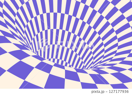 Optical illusion white checker 3d. Chess background time hole vector. Spiral line pattern deep trippy tunnel warp distort vortex, check psychedelic board. Optical illusion white checker 3d. Chess background time hole vector. Spiral line pattern deep trippy tunnel warp distort vortex, check psychedelic board. 127177936