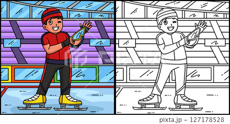 Speed Skating Male Wearing Equipment Illustration 127178528