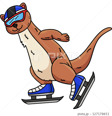 Speed Skating Weasel Cartoon Colored Clipart  127178651