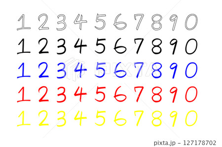 手書き風数字セット・カラーバリエーション付きナンバー(0〜9) 手書き風数字セット・カラーバリエーション付きナンバー(0〜9) 127178702