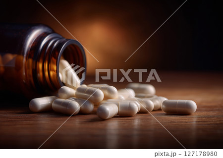 Capsules lit dramatically to emphasize the role of medication Capsules lit dramatically to emphasize the role of medication 127178980