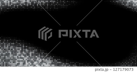 Silver halftone background, abstract glittering dots backdrop, disco texture design, shiny confetti banner. 127179073