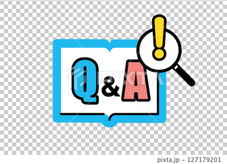 Book and magnifying glass Q&A title illustration icon 127179201