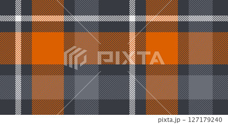 Bold Plaid Pattern in Gray, Orange, and White - Modern Geometric Textile Design. Bold Plaid Pattern in Gray, Orange, and White - Modern Geometric Textile Design. 127179240