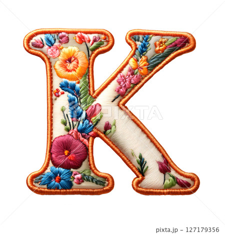 アルファベットの「K」の文字の刺繍 127179356