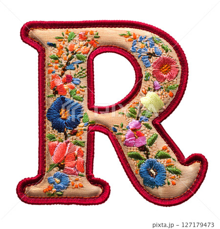 アルファベットの「R」の文字の刺繍 アルファベットの「R」の文字の刺繍 127179473