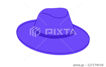 Gambler Hat with band. Head Fashion accessory cap with wide brim clothing technical illustration. Vector headgear 127179539