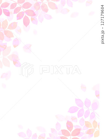 ピンク系の葉が舞うかわいいイラスト背景 127179684