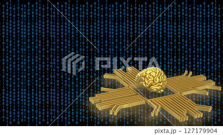 The Gold Brain and Logic for Technology concept 3d Rendering. The Gold Brain and Logic for Technology concept 3d Rendering. 127179904