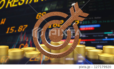 The Blue eye target and gold coins for Business concept 3d Rendering. 127179920