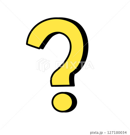 黄色の影付きクエスチョンマークアイコン 127180034