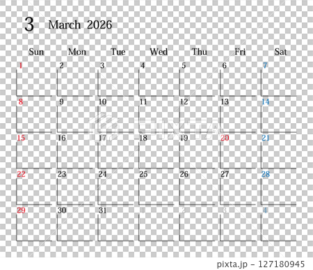 2026年3月（日本曆） 127180945