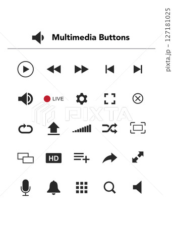 Multimedia Buttons icons set stock illustration 127181025