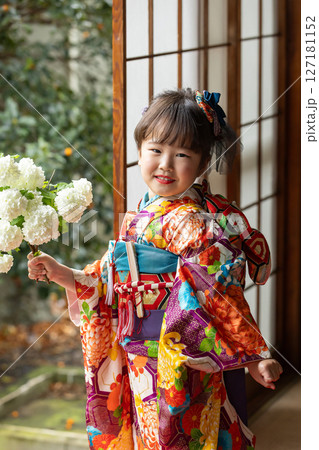 七五三7歳の着物のかわいい女の子 七五三7歳の着物のかわいい女の子 127181152